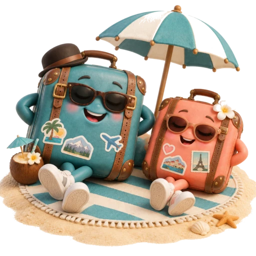 The Couple Escape suitcase duo, our travel companions